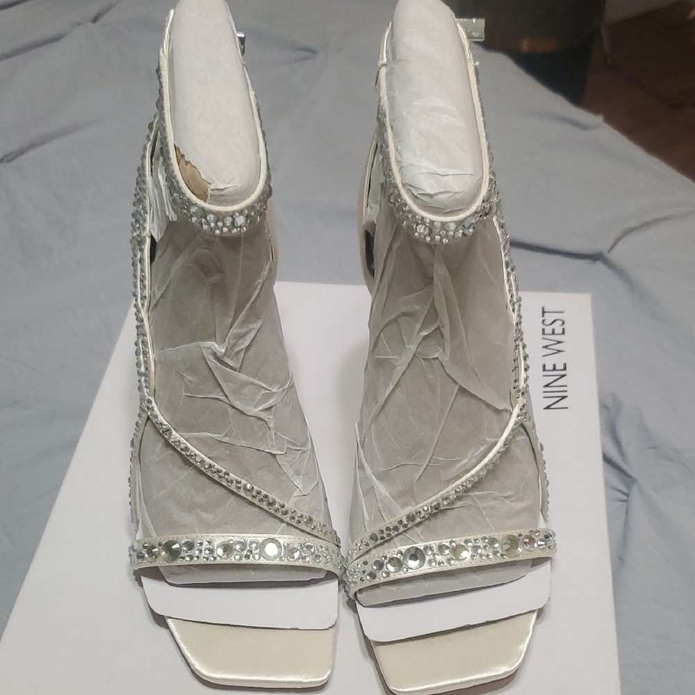 Nine West Silver Embellished Heels